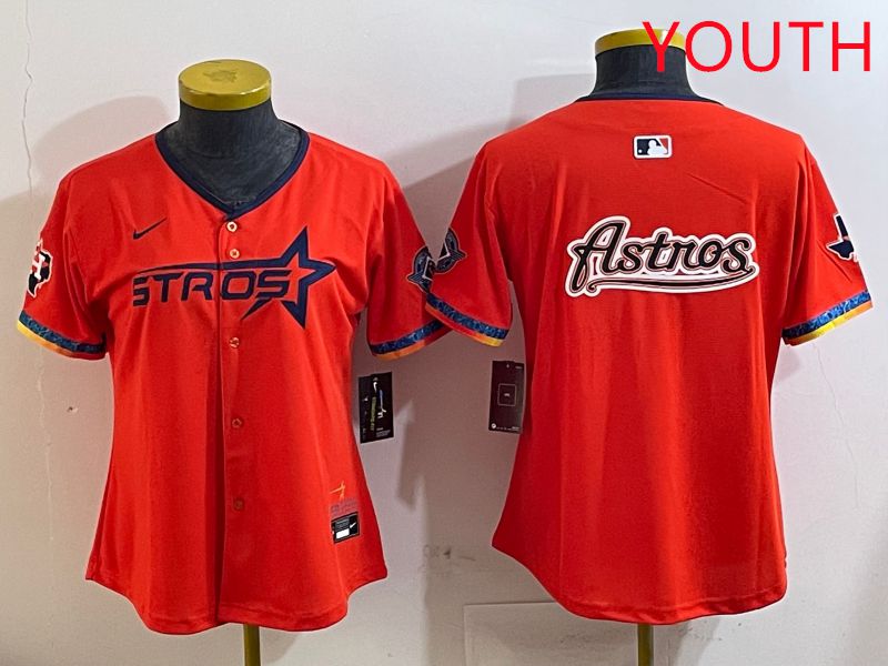 Youth Houston Astros Blank Orange Fourth generation Joint Name 2025 Nike MLB Jersey style 10->youth mlb jersey->Youth Jersey